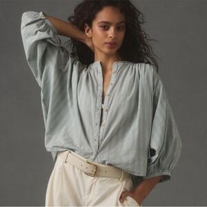 Pilcro Sage Striped Blouse